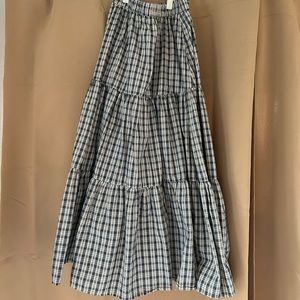 Calista plaid tiered cottagecore long plaid skirt